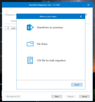 SharePoint Migration Tool Options